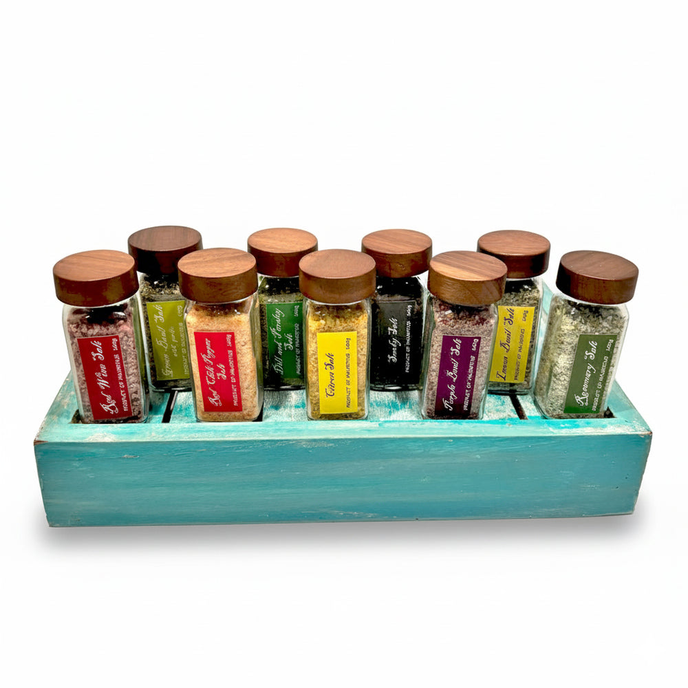 All-9-Gourmet-Flavored-Salts-in-glass-jars-Hortus-Vitae-DodoMarket-delivery-Mauritius