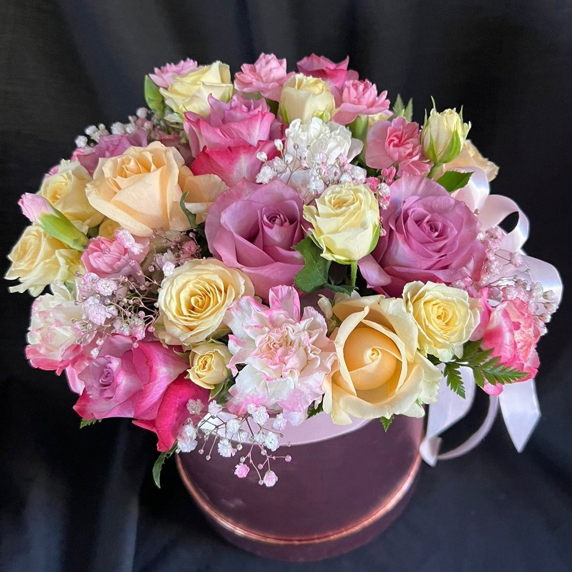 Flower-Box-Large-Pink-mix-Rose-gold-box-DodoMarket-Delivery-Mauritius