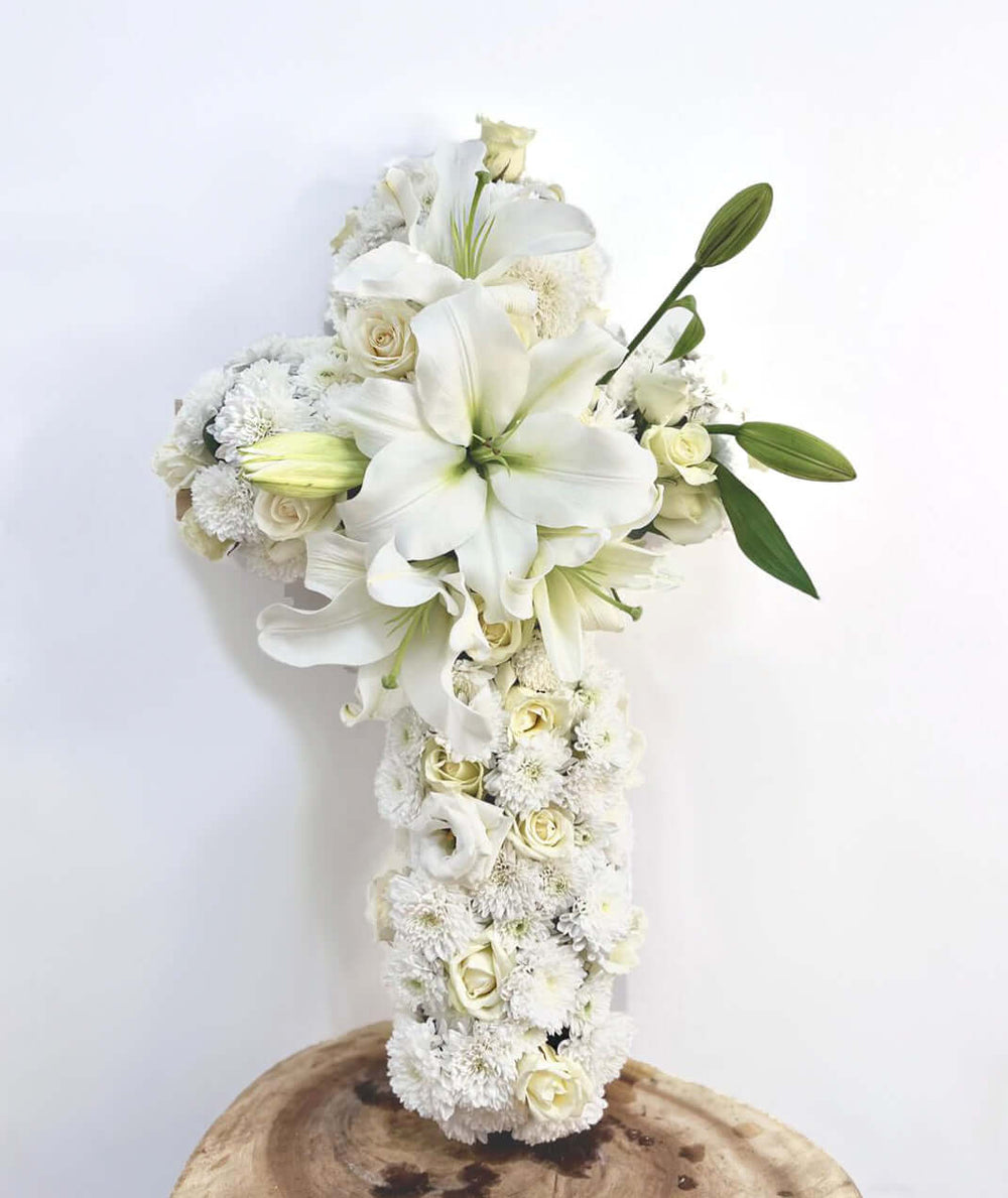 Sympathy-Funeral-Flower-Bouquet-Cross-Premium-DodoMarket-Mauritius