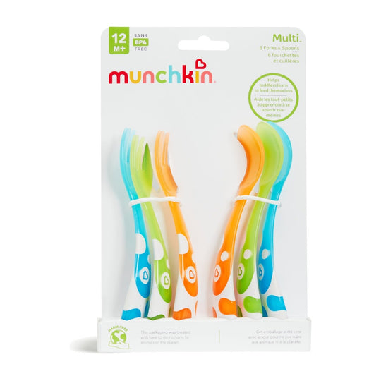 Munchkin 6pk Multi Colored Fork & Spoon 12m+ baby gift Delivery Mauritius