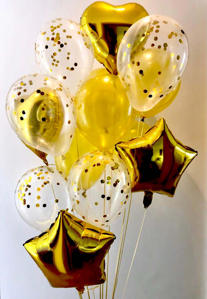 Dodomarket - Golden Dream - Helium Balloons Bouquet - 14 balloons