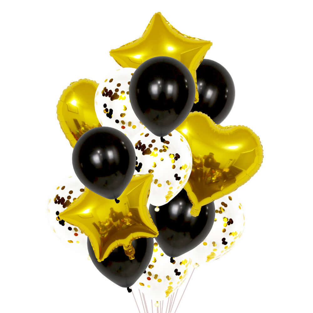 Helium Balloons Bouquet - Golden Black