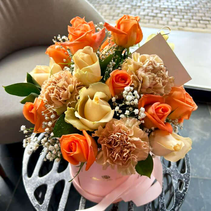 Rustic Roses Mix Flower Arrangement in a Box