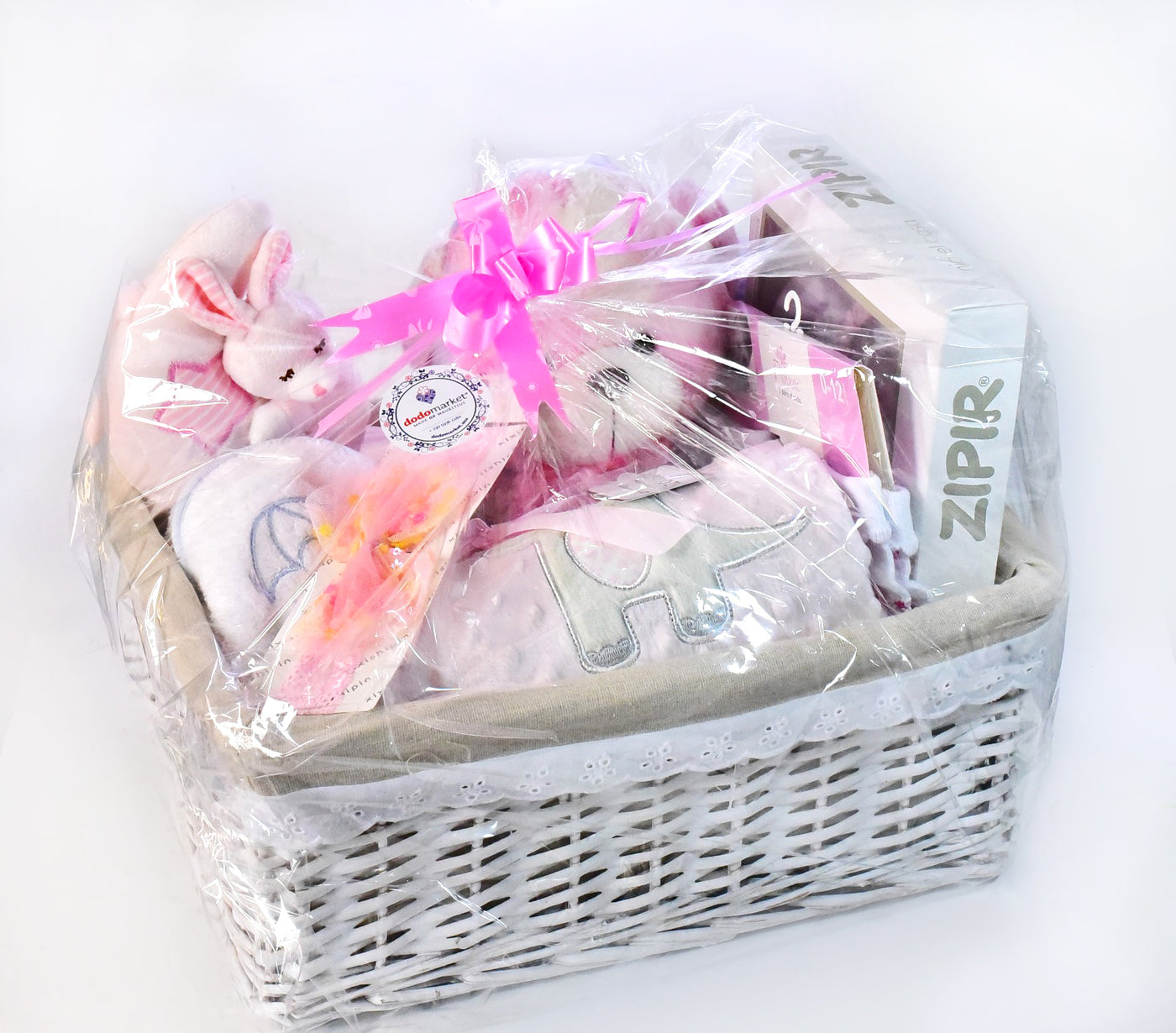 Adorable-Gift-basket-Welcome-Baby-pink-wrapped-DodoMarket-delivery-Mauritius