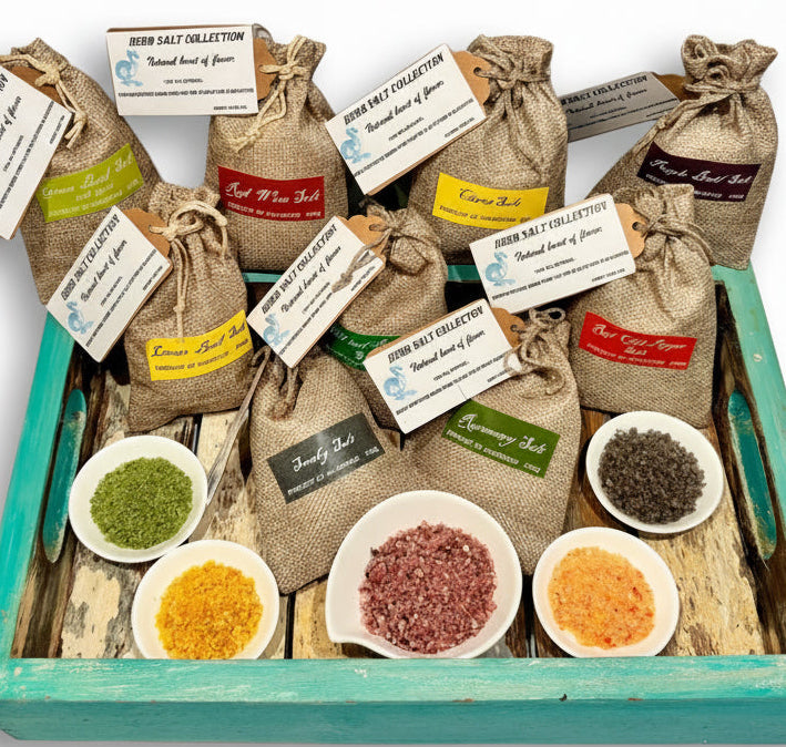 9-Gourmet-Flavored-Salts-in-woven-pouches-Hortus-Vitae-DodoMarket-delivery-Mauritius