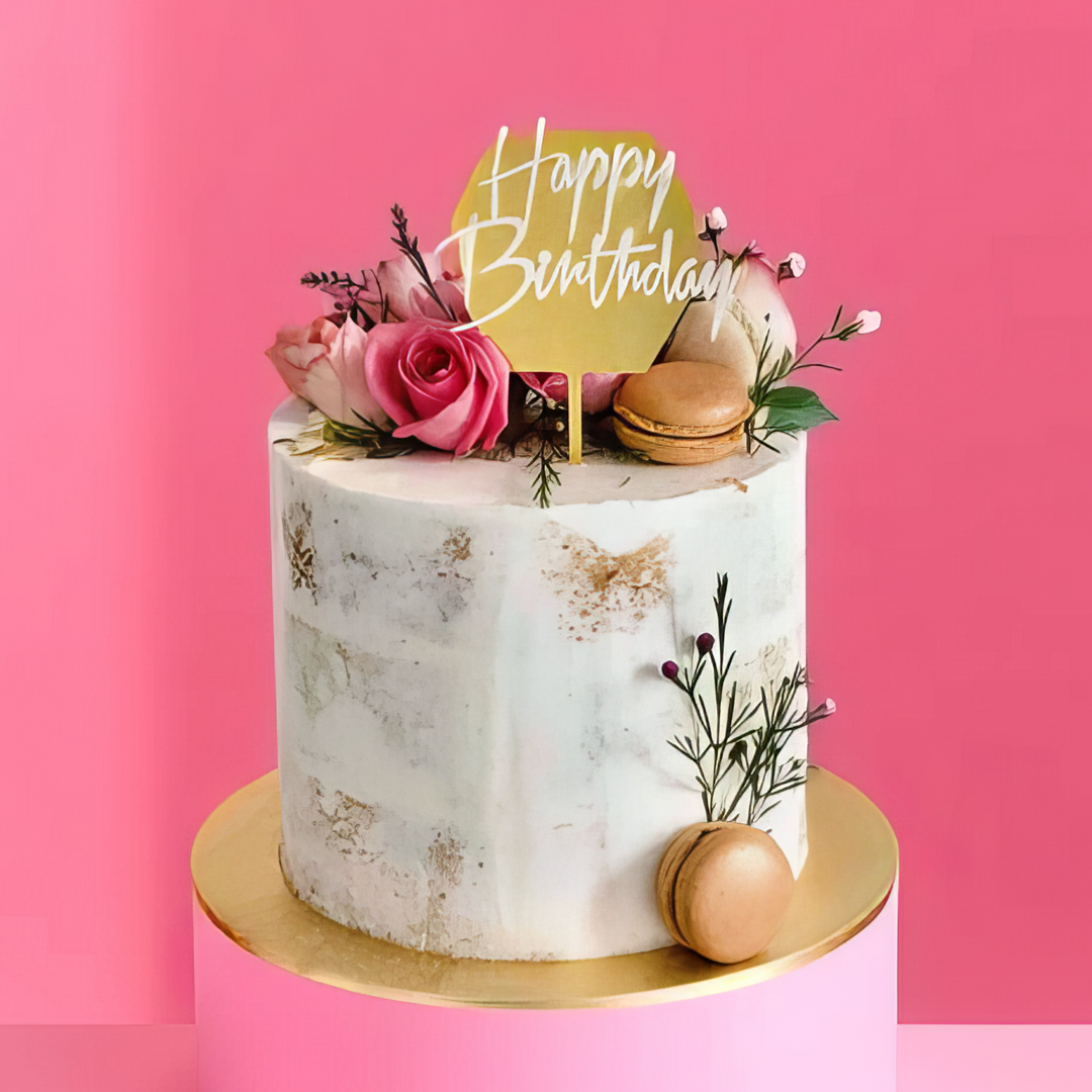 Best Birthday Cake in Mauritius Rustic Birthday Cake with Macarons