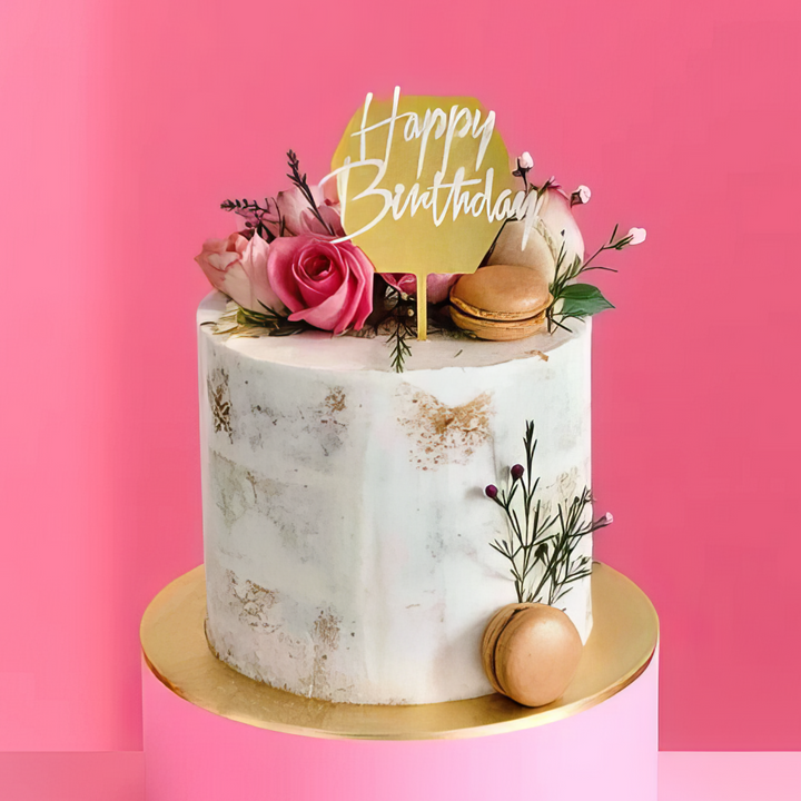 Best Birthday Cake in Mauritius Rustic Birthday Cake with Macarons