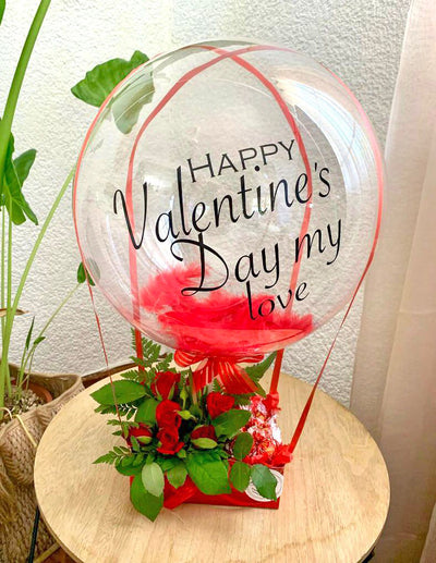 Bubble-Balloon-Box-Flowers-Valentines-feathers-DodoMarket-delivery-Mauritius
