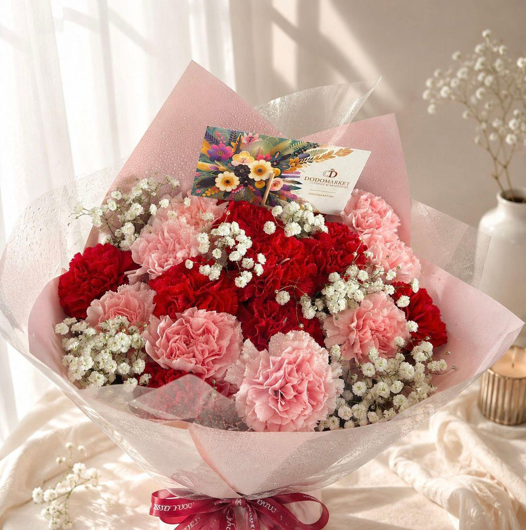 Carnation-Kiss-bouquet-Deluxe-interior-DodoMarket-delivery-Mauritius