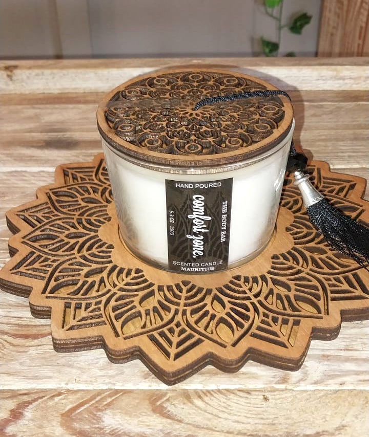 Centerpiece-Wooden-Carved-Candle-Coaster-Comfort-Zone-DodoMarket-delivery-Mauritius