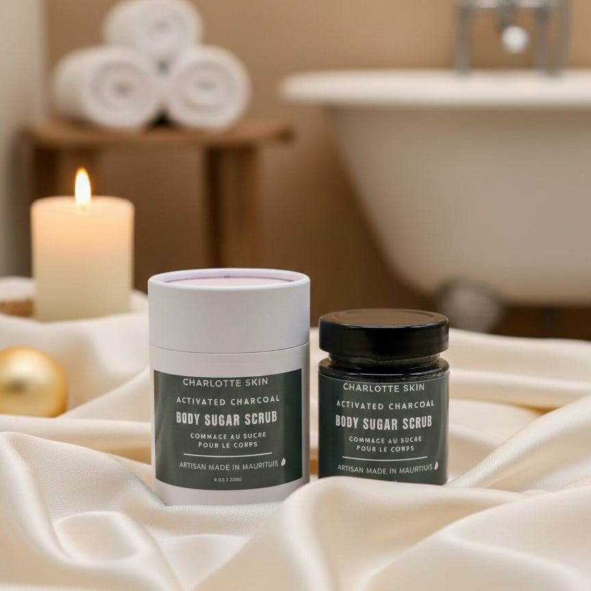 Charlotte-Skin-Body-Sugar-Scrub-Activated-Charcoal-2025-DodoMarket-delivery-Mauritius
