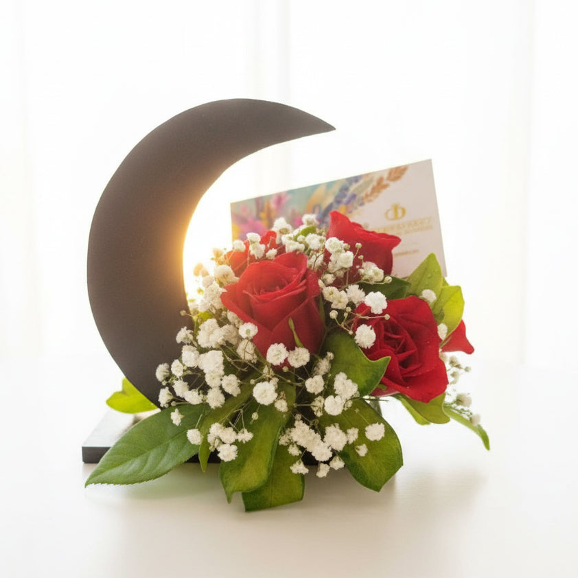 Crescent-Moon-Centerpiece-red-roses-DodoMarket-delivery-Mauritius