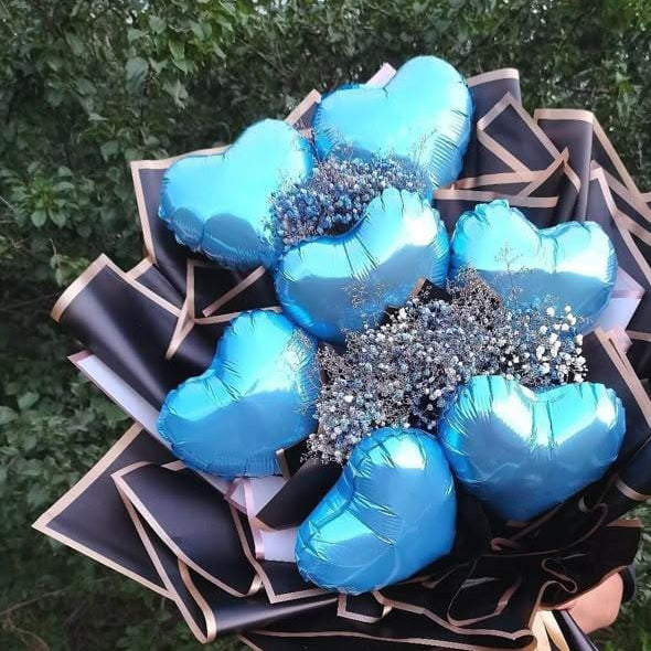 Custom-heart-balloon-celebration-bouquet-Blue-DodoMarket-delivery-Mauritius-Mens-Fathers