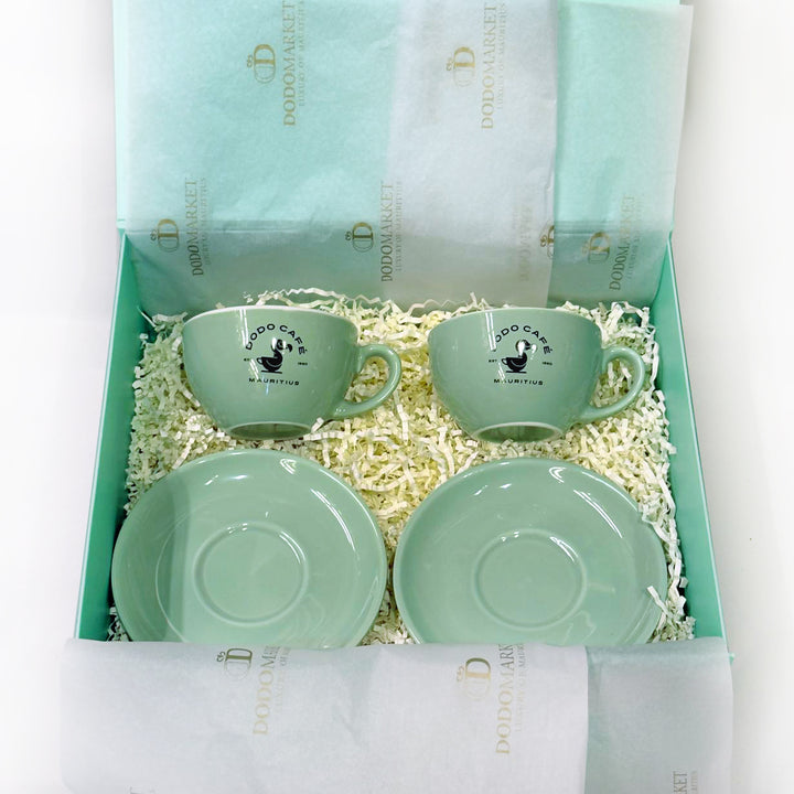 Dodo-Cafe-2-Cappuccino-cup-gift-set-green-DodoMarket-delivery-Mauritius