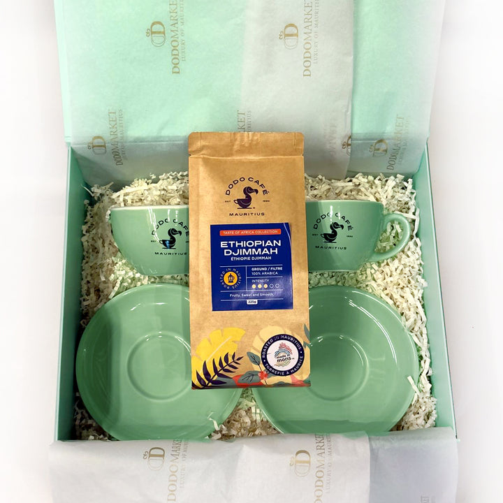 Dodo-Cafe-2-Cappuccino-cup-gift-set-green-coffee-DodoMarket-delivery-Mauritius