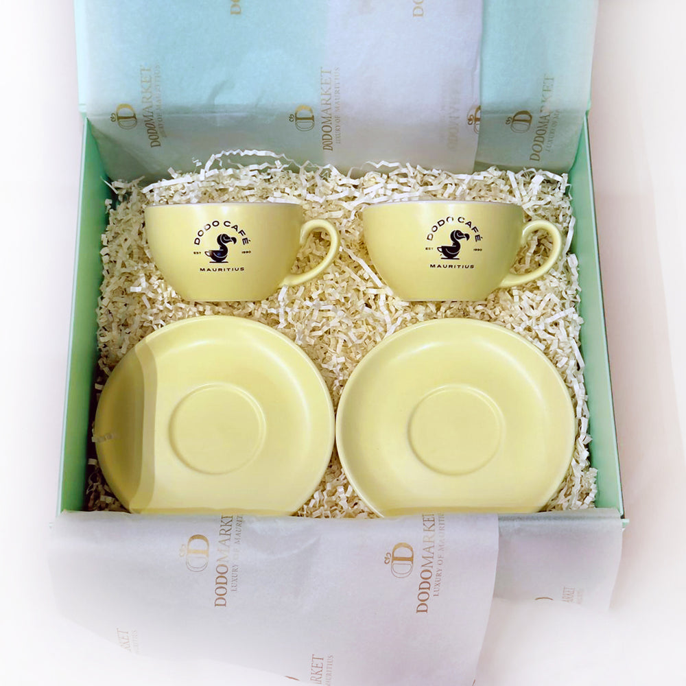 Dodo-Cafe-2-Cappuccino-cup-gift-set-yellow-DodoMarket-delivery-Mauritius