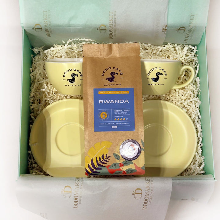 Dodo-Cafe-2-Cappuccino-cup-gift-set-yellow-coffee-DodoMarket-delivery-Mauritius