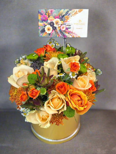 Flower-Box-Medium-Peach-mix-Golden-box-DodoMarket-Delivery-Mauritius