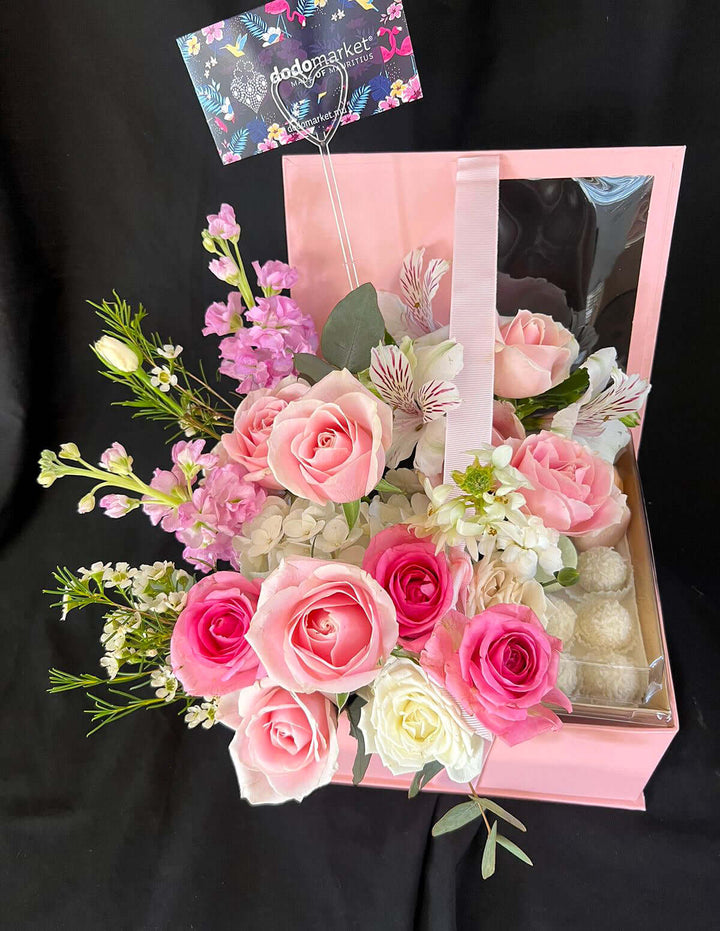 Imported Flowers Box with Macarons