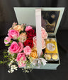 Imported Flowers Box with Macarons
