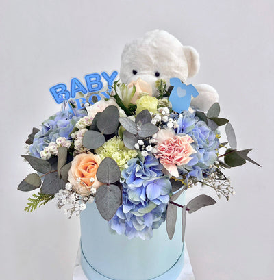 Hello-Baby-Boy-Flower-Box-blue-DodoMarket-delivery-Mauritius