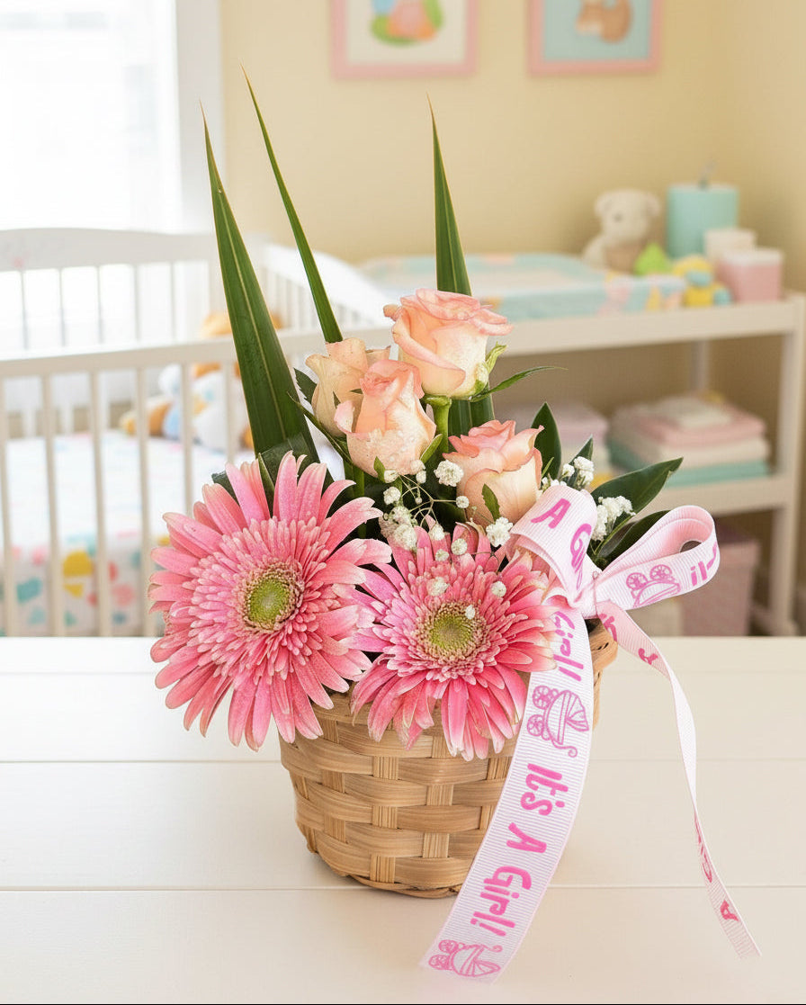 Its-a-Girl-baby-Flower-Basket-DodoMarket-delivery-Mauritius