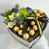 Men's Heart Box with Chocolates and Flowers