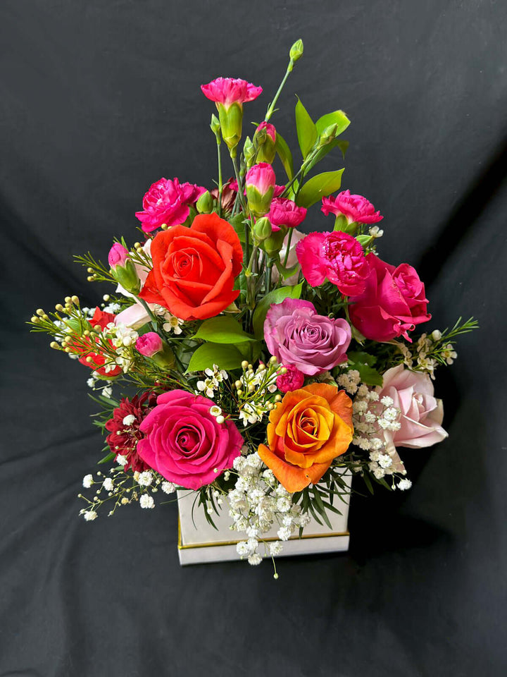 Mixed Flower Square Box - Vibrant Touch