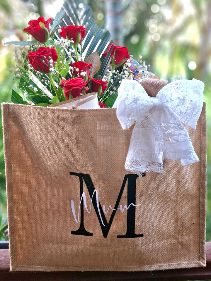 Personalized-Jute-Bag-roses-bouquet-scarf-DodoMarket-delivery-Mauritius