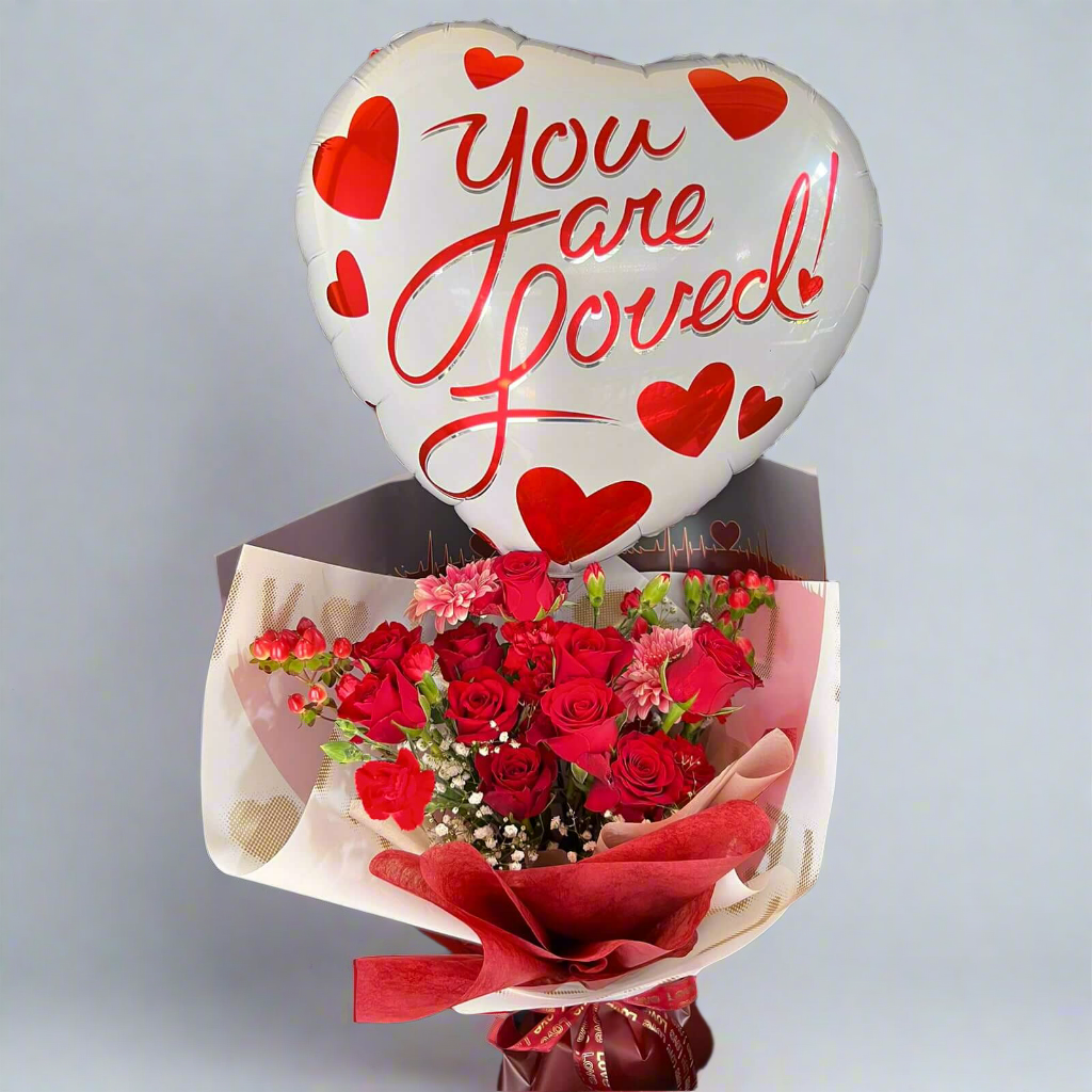 Red-Flower-Wrap-heart-balloon-Love-Story-DodoMarket-egift-
Delivery-Mauritius