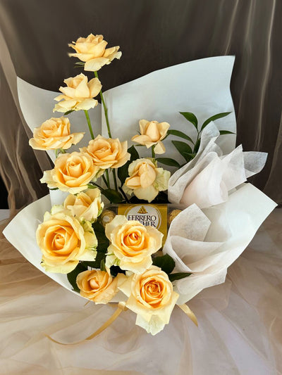 Roses-Bouquet-PS-I-Love-You-Cream-Roses-Ferrero-Rocher
