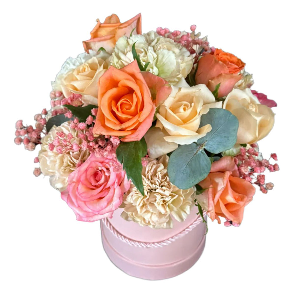 Rustic-Roses-flower-Mix-orange-pink-box-Dodomarket-delivery-egift-Mauritius