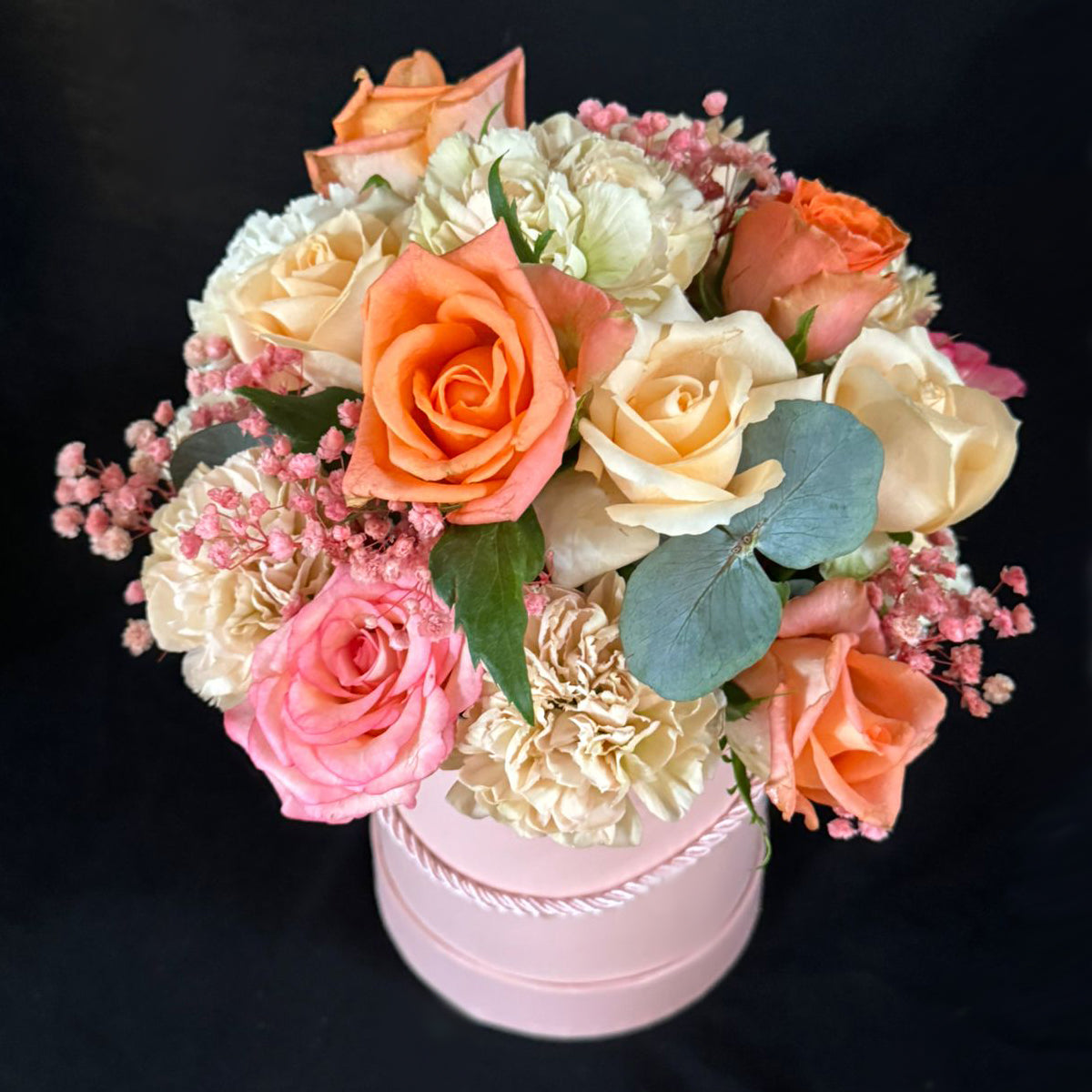 Rustic-Roses-flower-Mix-orange-pink-box-Dodomarket-delivery-Mauritius