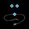 Turquoise Clover Silver Harmony Bracelet & Earrings Set