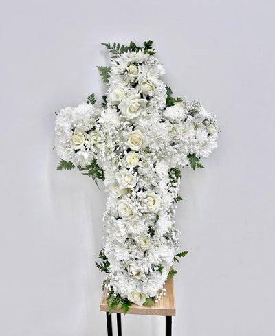 Sympathy-Funeral-Flower-Bouquet-Cross-Standard-DodoMarket-Mauritius