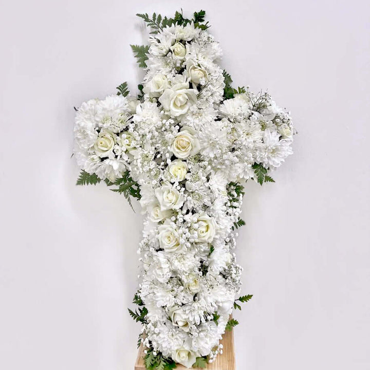 Sympathy-Funeral-Flower-Bouquet-Cross-Standard-DodoMarket-Mauritius