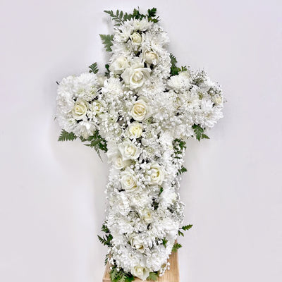 Sympathy-Funeral-Flower-Bouquet-Cross-Standard-DodoMarket-Mauritius