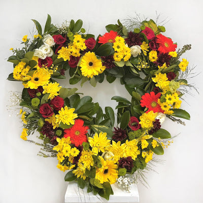 Sympathy-Funeral-Flower-Sentimental-Heart-yellow-red-DodoMarket-delivery-Mauritius