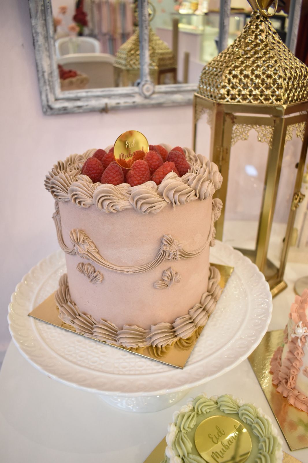 Vintage-Eid-Mubarak-Cake-Mauve-Raspberry-DodoMarket-delivery-Mauritius