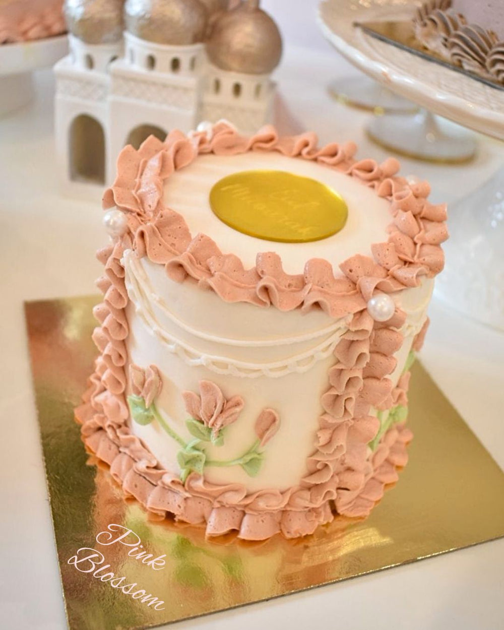 Vintage-Eid-Mubarak-Cake-Pink-Blossom-DodoMarket-delivery-Mauritius