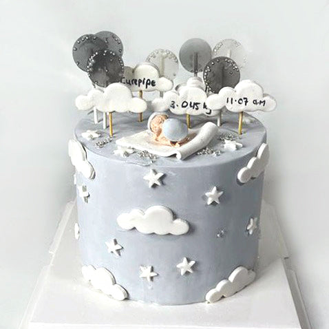 Welcome-Baby-Birthday-Cake-grey-DodoMarket-delivery-Mauritius