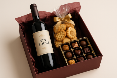 gift box wine cookies chocolates
