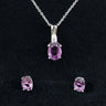 Lilac Amethyst CZ Silver Pendant & Earrings Set