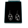 Boucles d'oreilles abstraites visage argent : Expression artistique en argent sterling
