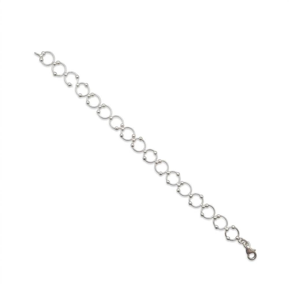 Silver Beaded Bubble Link Bracelet : Dainty Circles of Light