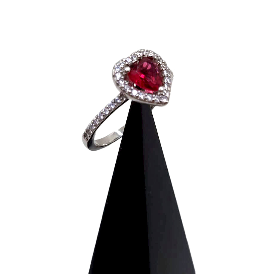 Blush Heart Silver Cocktail Ring