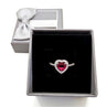 Bague cocktail en argent cœur rose