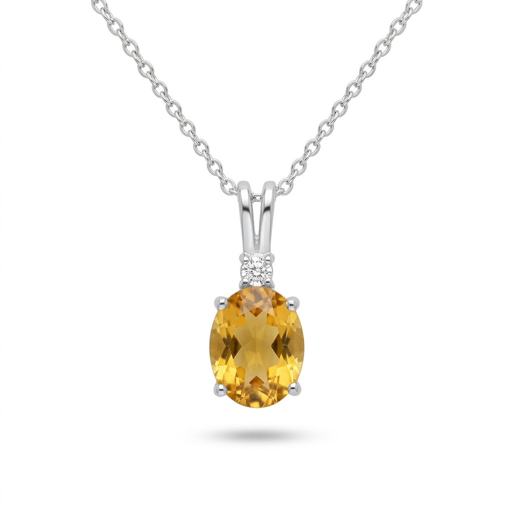 Silver Citrine Yellow CZ Pendant & Earrings Set : A Burst of Sunlit Joy