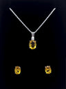 Parure Pendentif et Boucles d'Oreilles Argent CZ Jaune Citrine