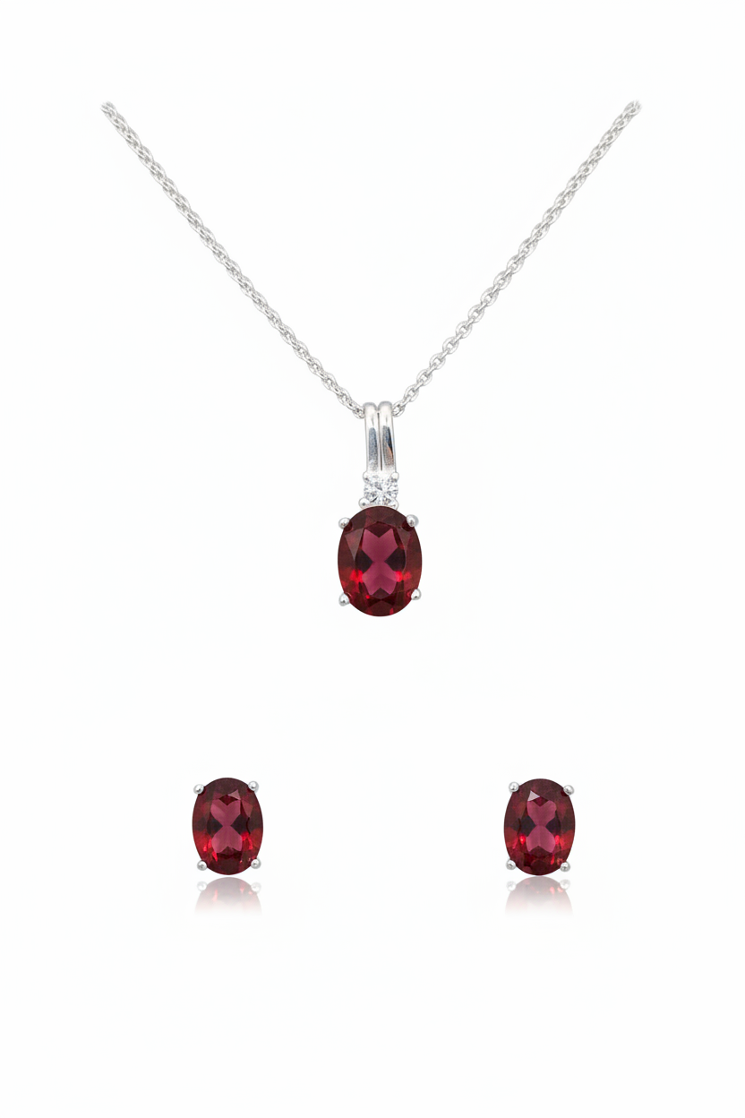 silver-garnet-red-cz-pendant-earrings-set-DodoMarket